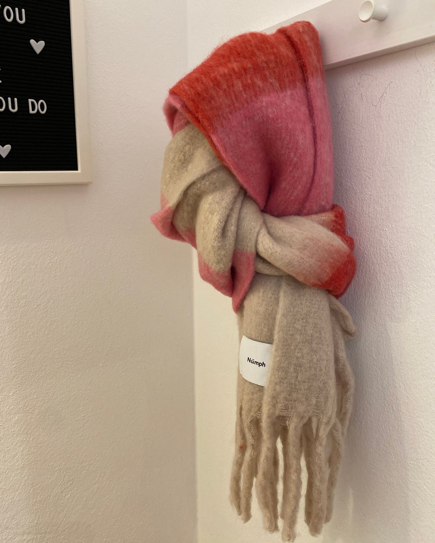 Nümph - Schal rot-beige kariert