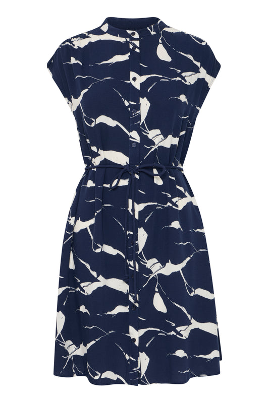 FRansa - kleid blau/weiß