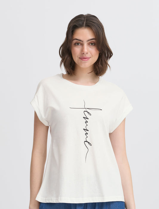 Fransa - Shirt weiß mit dezentem Aufdruck