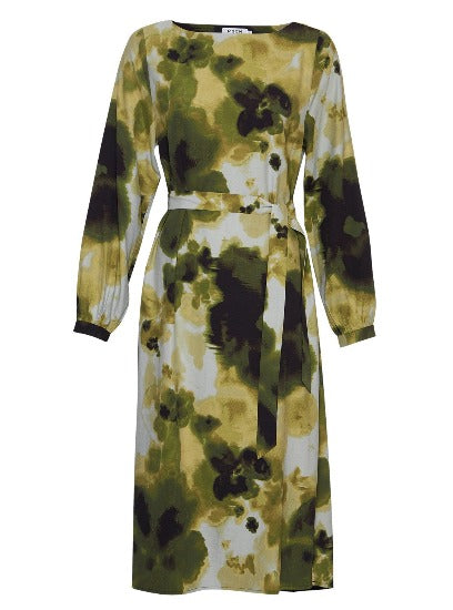 Typisch dänisches Kleid in Khaki und creme von MSCH