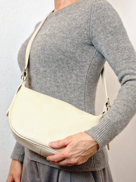 Lykke - Ledertasche halbrund offwhite