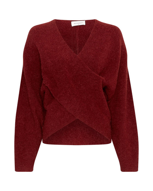 MSCH - Pullover Wickelpotik dunkelrot