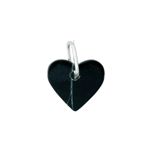 Charm Stone Heart Black Silver